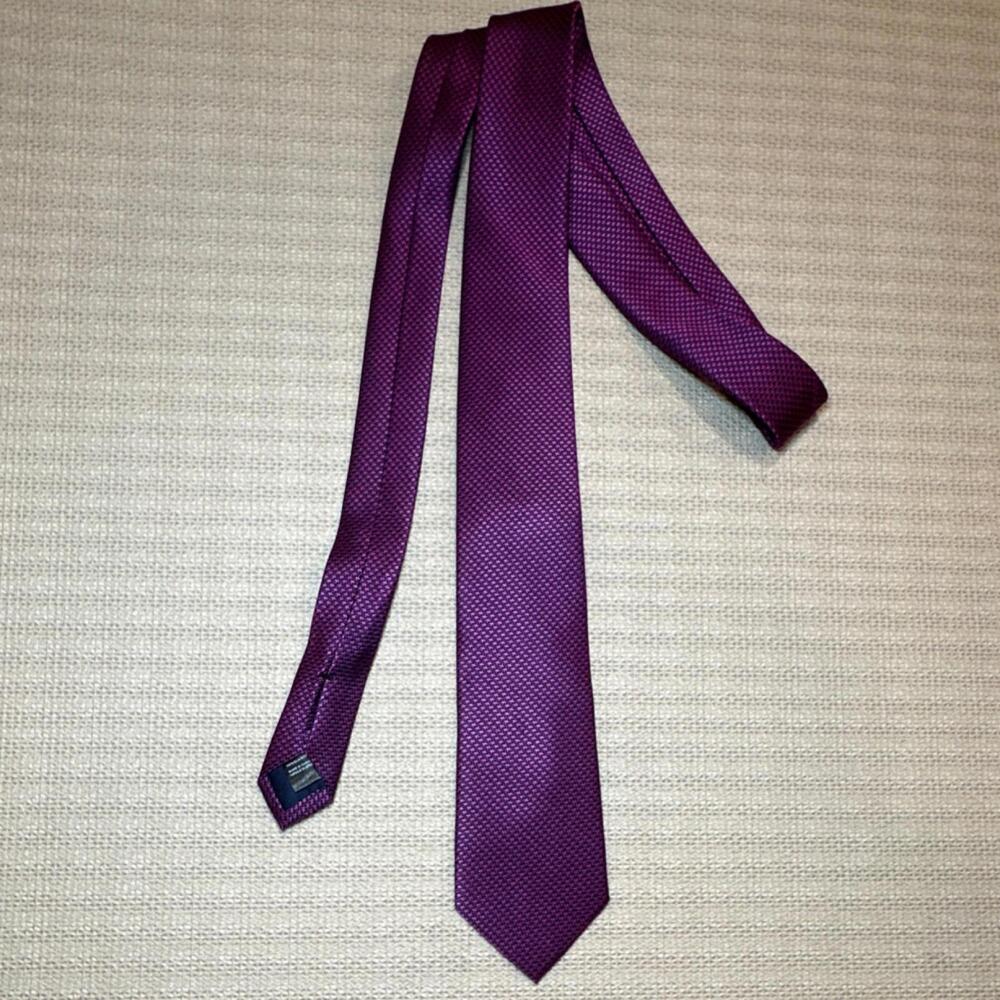 Saks Fifth Avenue Purple Pink Navy Silk Geometric Men's Designer Tie
